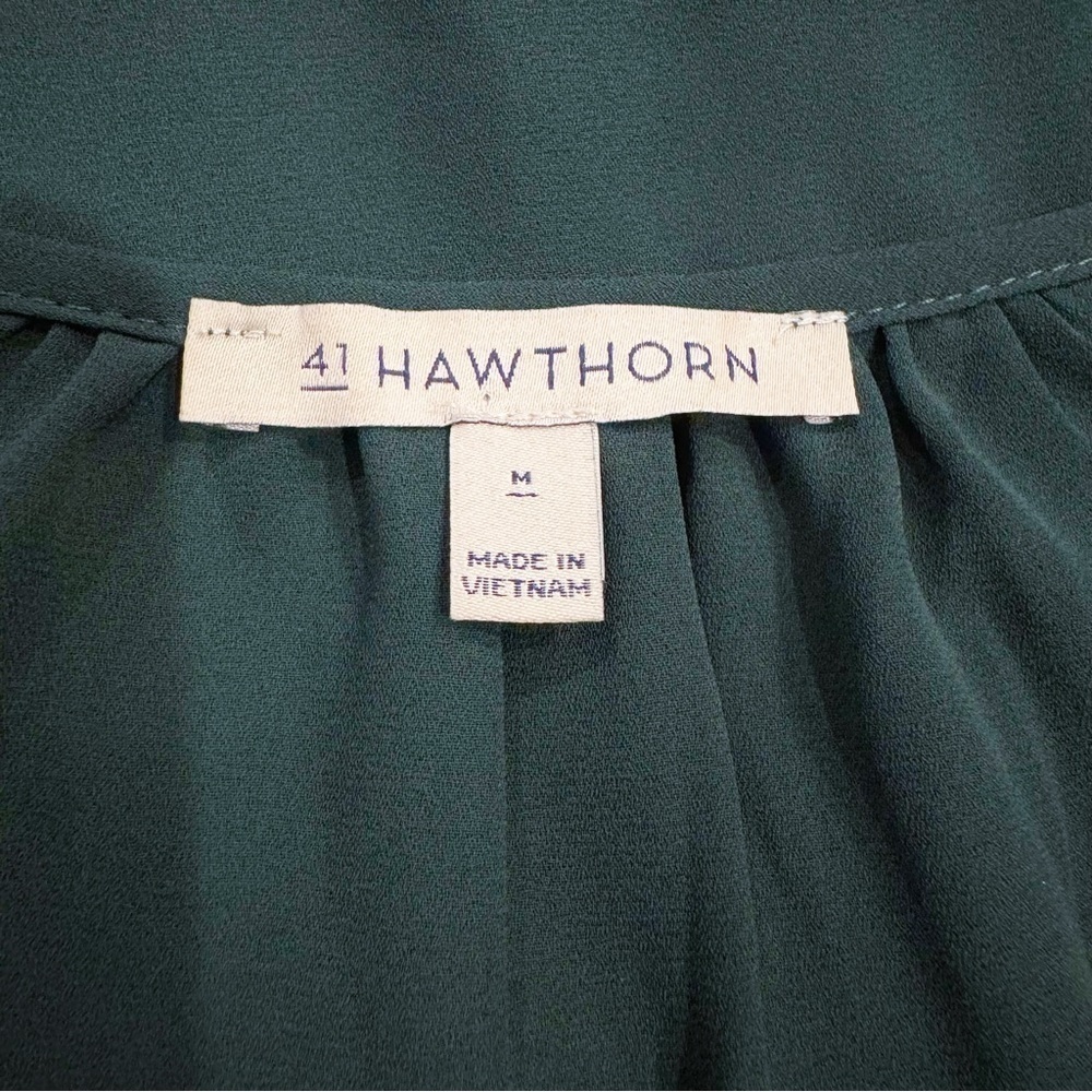 41 Hawthorn | Lace Pintuck Blouse 3/4 Sleeve Green Size Medium - Picture 5 of 6